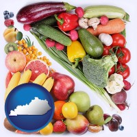 kentucky map icon and fruits and vegetables