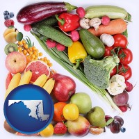 maryland map icon and fruits and vegetables
