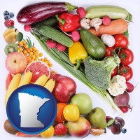 mn map icon and fruits and vegetables