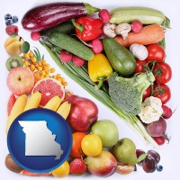 missouri map icon and fruits and vegetables
