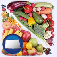 nd map icon and fruits and vegetables