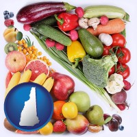 nh map icon and fruits and vegetables