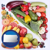 pa map icon and fruits and vegetables