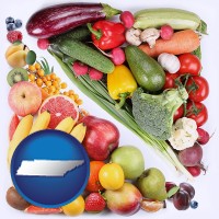 tn map icon and fruits and vegetables