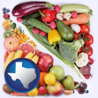 tx map icon and fruits and vegetables