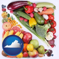va map icon and fruits and vegetables