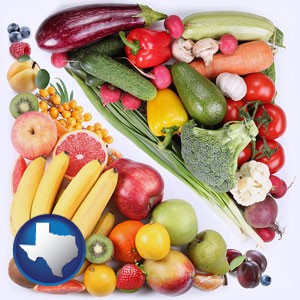 fruits and vegetables - with Texas icon