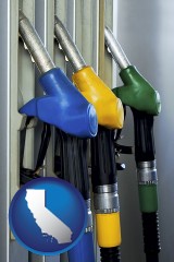california map icon and gasoline pumps