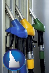 idaho map icon and gasoline pumps