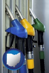 ohio map icon and gasoline pumps
