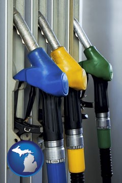 gasoline pumps - with Michigan icon