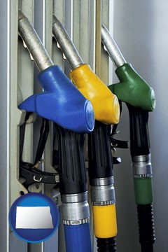 gasoline pumps - with North Dakota icon