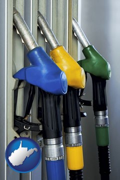 gasoline pumps - with West Virginia icon