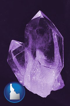 an amethyst gemstone - with Idaho icon