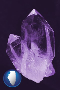 an amethyst gemstone - with Illinois icon