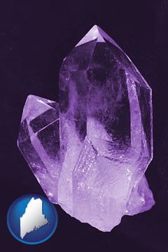 an amethyst gemstone - with Maine icon