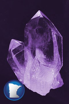 an amethyst gemstone - with Minnesota icon