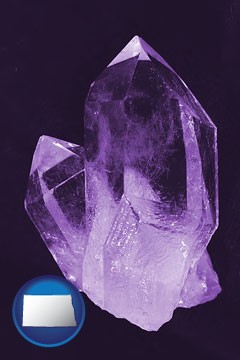 an amethyst gemstone - with North Dakota icon