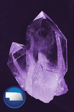 an amethyst gemstone - with Nebraska icon
