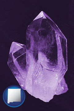 an amethyst gemstone - with New Mexico icon