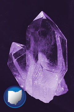 an amethyst gemstone - with Ohio icon
