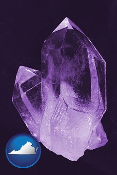 an amethyst gemstone - with Virginia icon