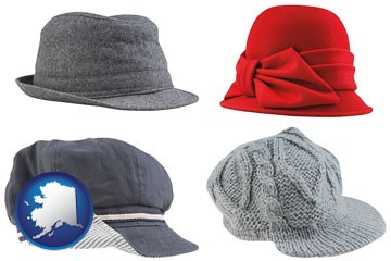 fashionable caps and hats - with Alaska icon