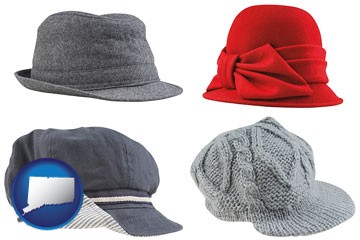 fashionable caps and hats - with Connecticut icon