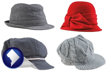 fashionable caps and hats - with Washington, DC icon