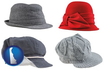 fashionable caps and hats - with Delaware icon