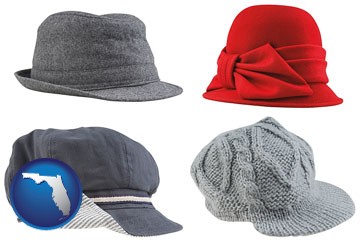 fashionable caps and hats - with Florida icon