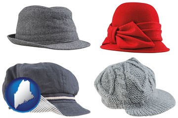 fashionable caps and hats - with Maine icon