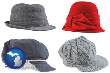 fashionable caps and hats - with Michigan icon