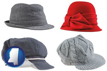 fashionable caps and hats - with Mississippi icon