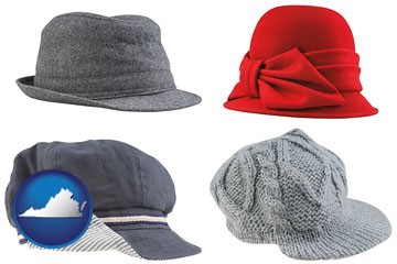 fashionable caps and hats - with Virginia icon