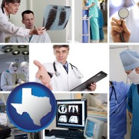 texas map icon and hospital equipment and supplies