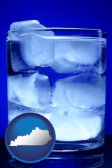 kentucky map icon and a glass of ice water