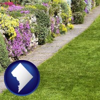 washington-dc map icon and a lawn and a garden