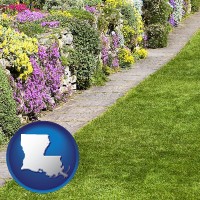 louisiana map icon and a lawn and a garden