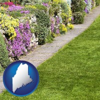 maine map icon and a lawn and a garden