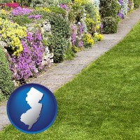 new-jersey map icon and a lawn and a garden