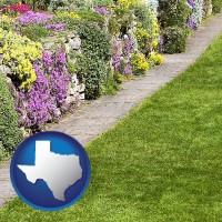 texas map icon and a lawn and a garden