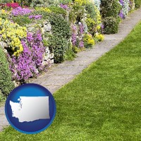washington map icon and a lawn and a garden