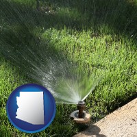 arizona map icon and a directional lawn sprinkler