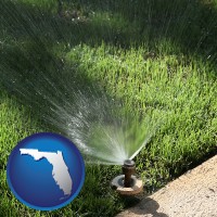 florida map icon and a directional lawn sprinkler