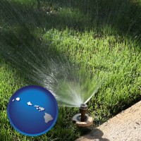 hawaii map icon and a directional lawn sprinkler
