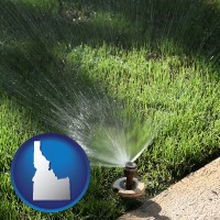 idaho map icon and a directional lawn sprinkler
