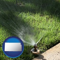 kansas map icon and a directional lawn sprinkler