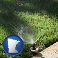 minnesota map icon and a directional lawn sprinkler