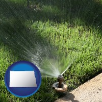north-dakota map icon and a directional lawn sprinkler